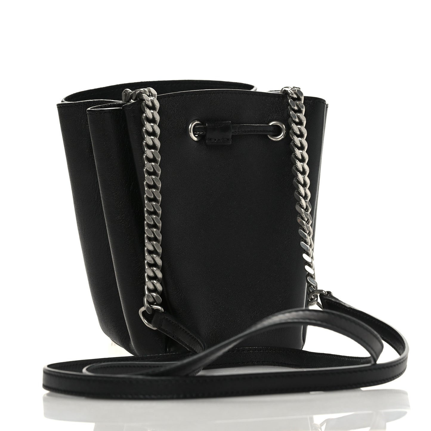 Calfskin Monogram Mini Bourse Bucket Bag Black