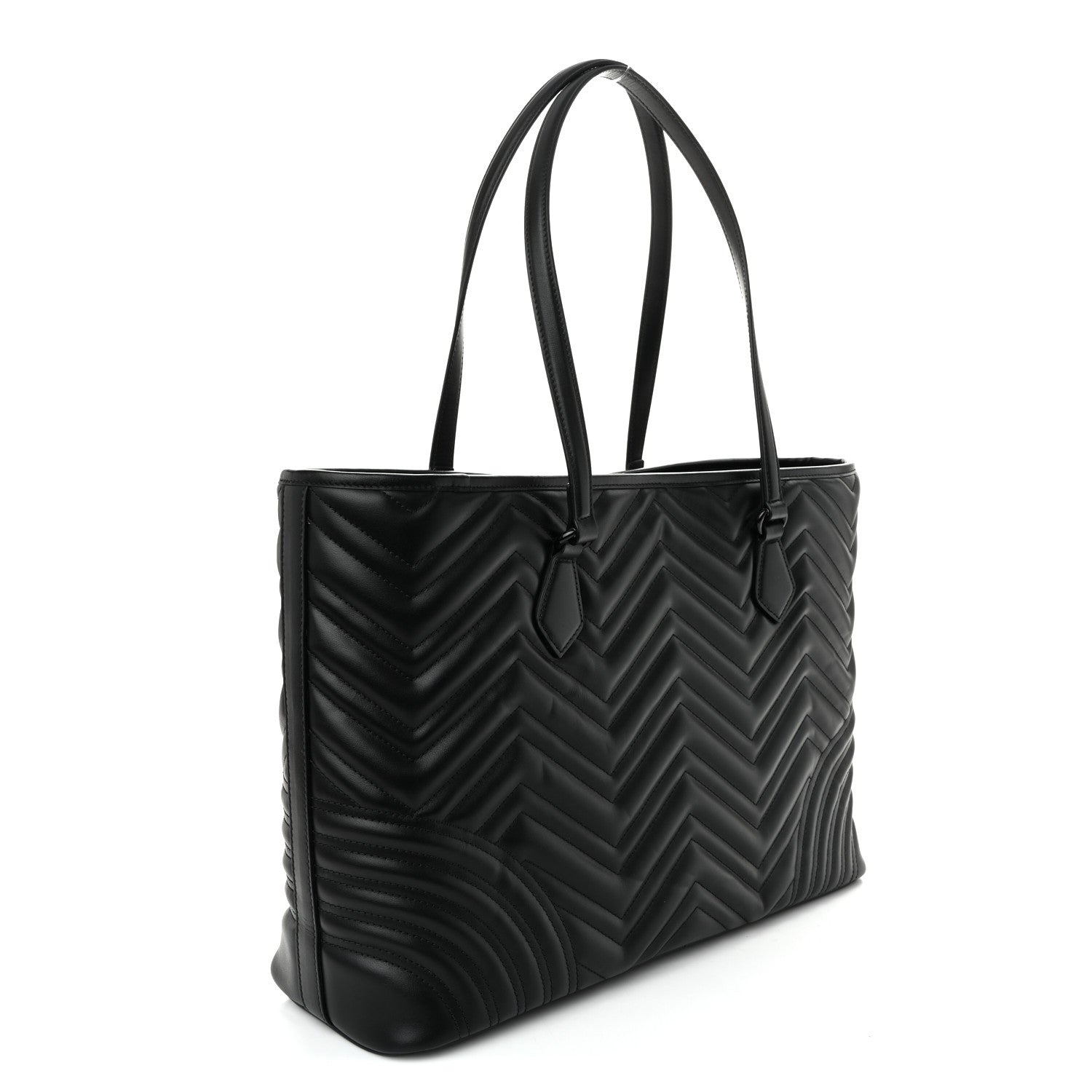 Gucci Calfskin Matelasse Monochrome Large GG Marmont Tote Bag Black 3 of 10
