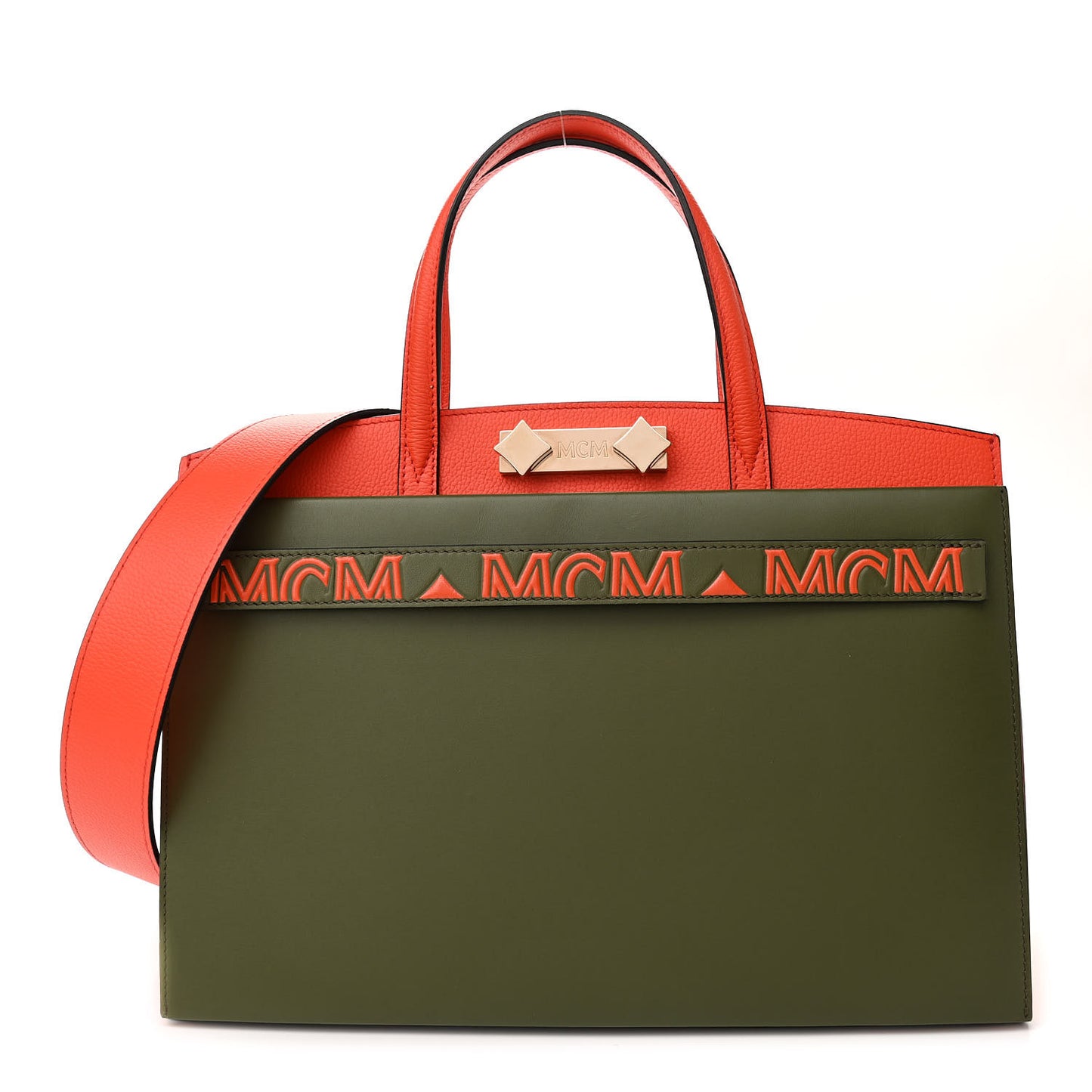 Calfskin Medium Milano Tote Tangerine Tango Winter Mos