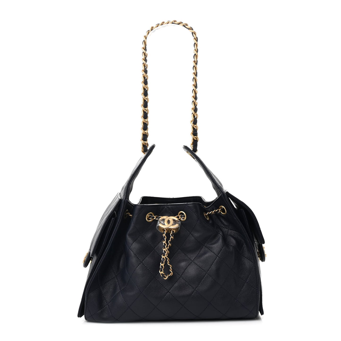 Caviar Quilted Small Chanel 25 Handbag Dark Navy