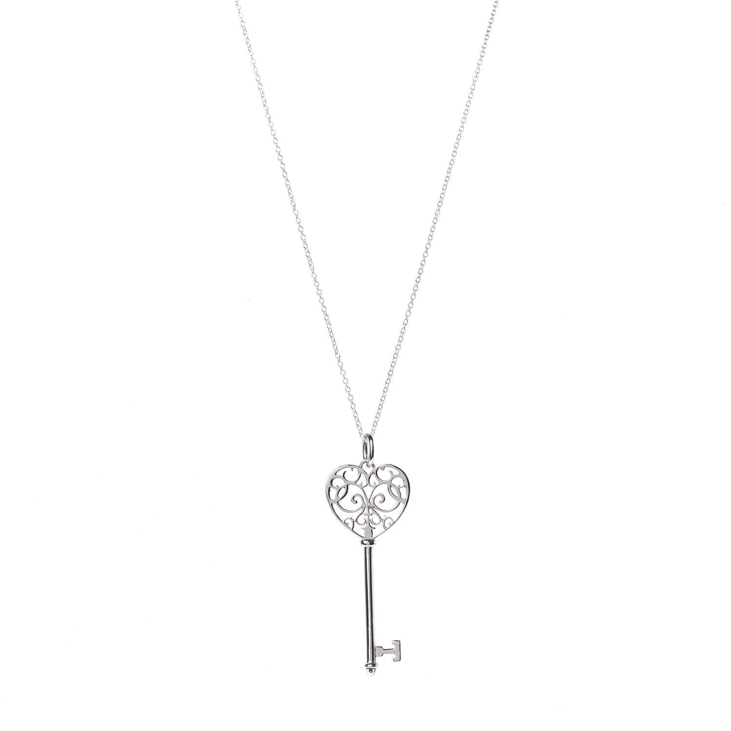 Tiffany Sterling Silver Enchant Heart Key Pendant Necklace 1 of 7