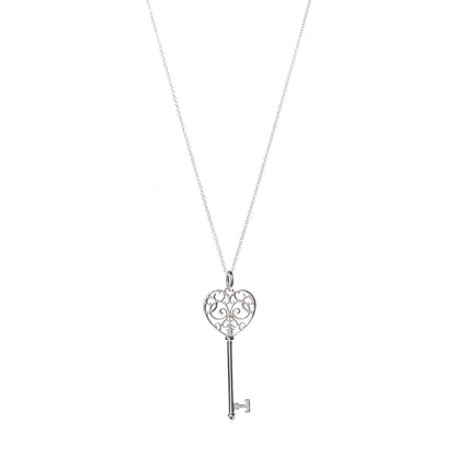 Tiffany Sterling Silver Enchant Heart Key Pendant Necklace 1 of 7