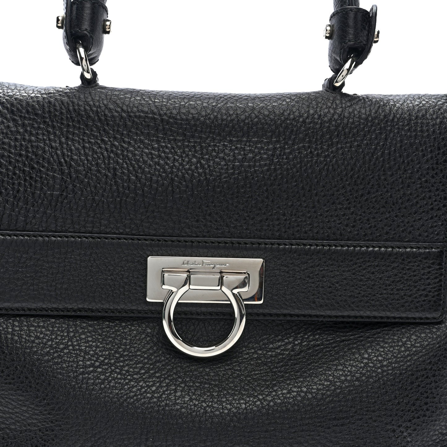 Grained Calfskin Medium Sofia Satchel Black