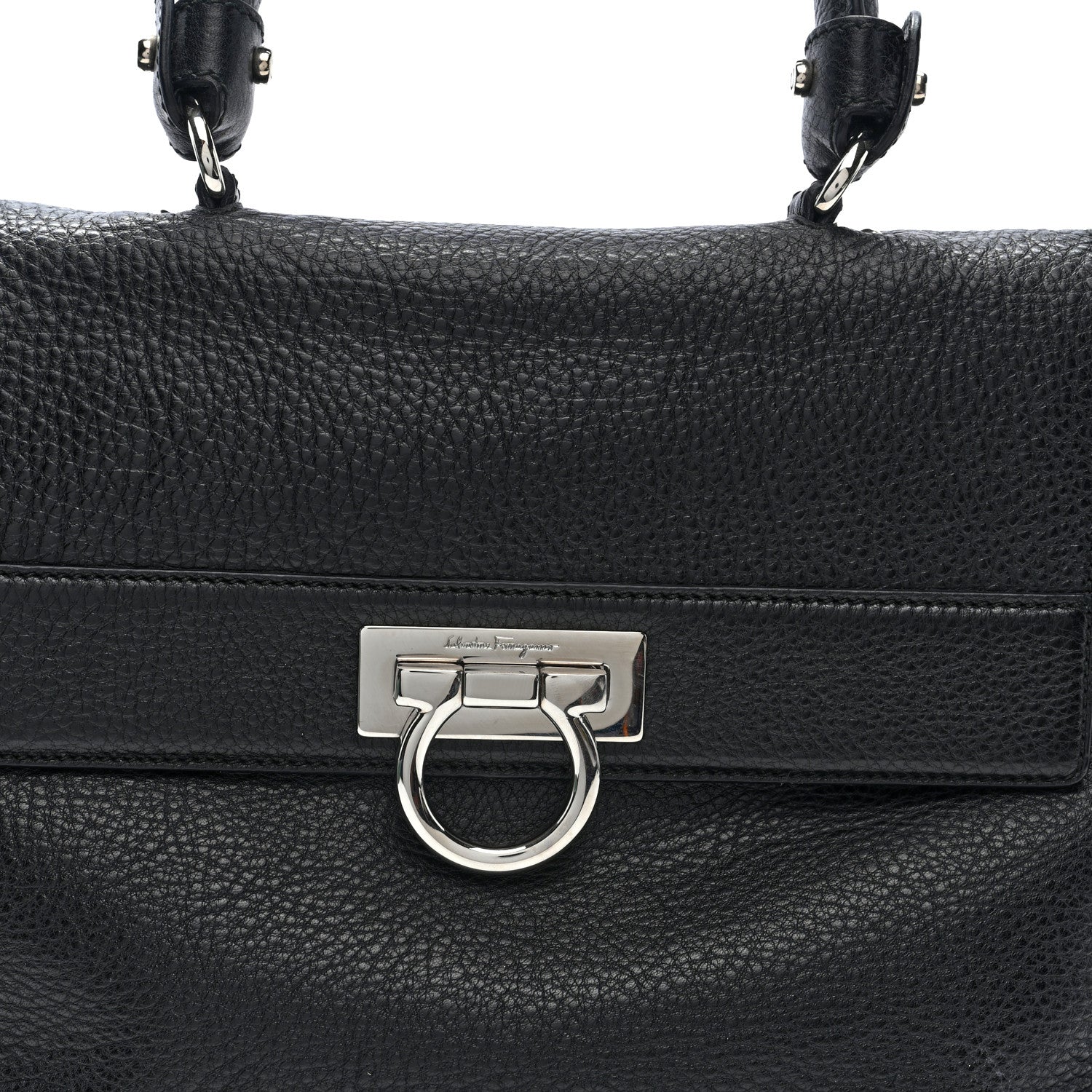 Salvatore Ferragamo Grained Calfskin Medium Sofia Satchel Black 7 of 9