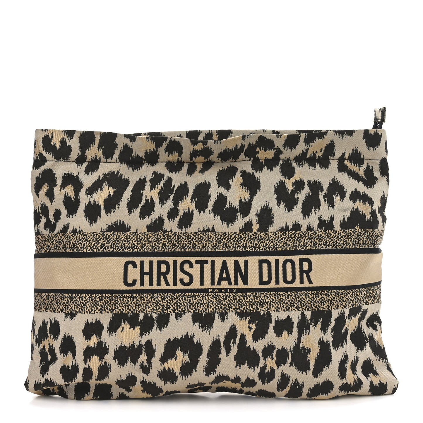 Canvas Embroidered Mizza Diortravel Zipped Pouch Beige Black