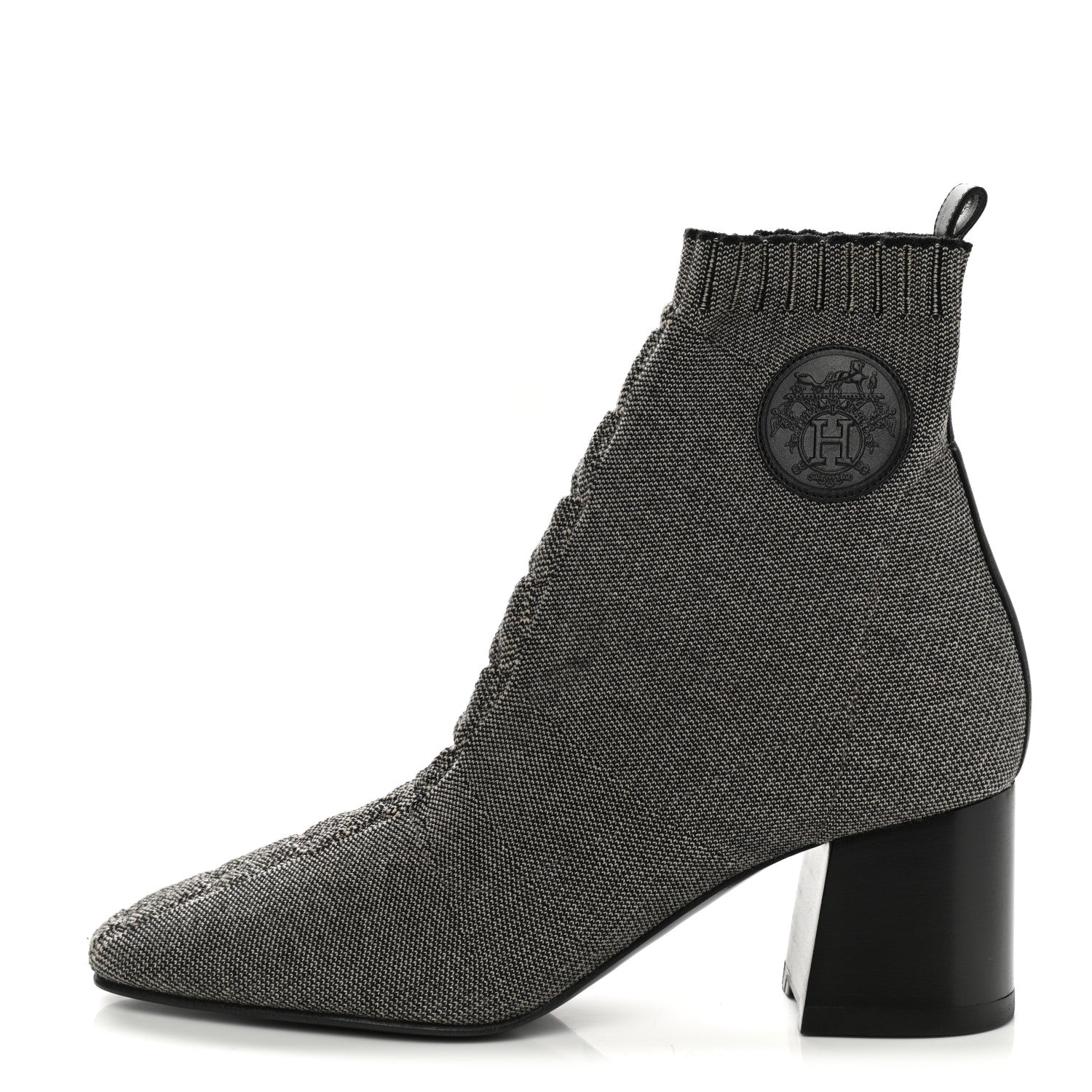 Hermes Knit Calfskin Volver 60 Ankle Boots 38 Nocciola Black 1 of 9