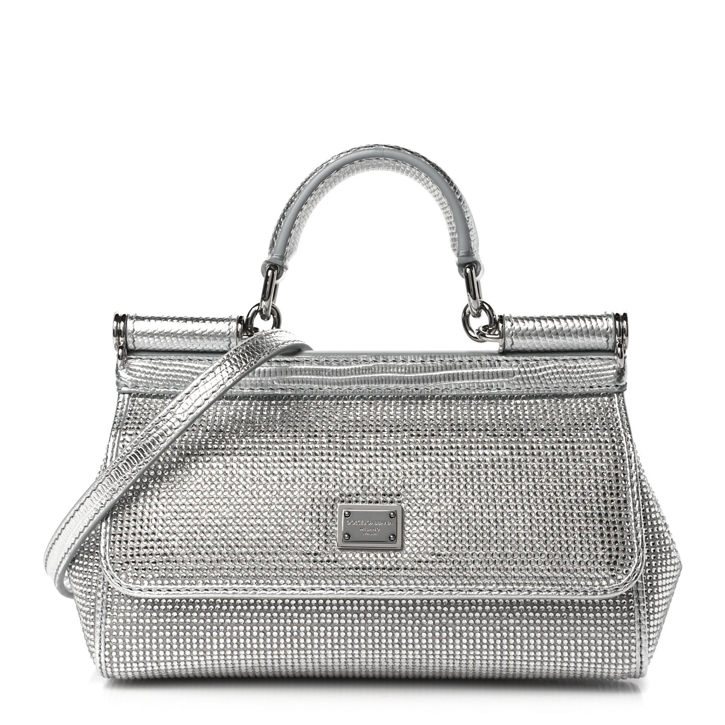 Crystal Small Miss Sicily Satchel Silver