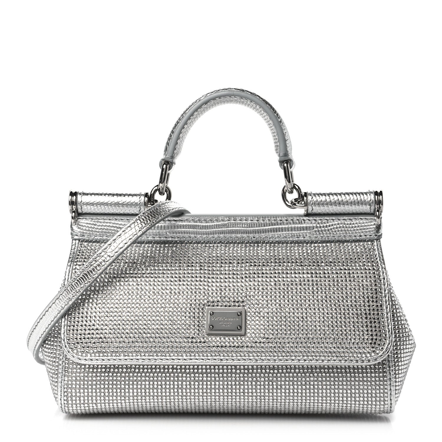 Dolce & Gabbana Crystal Small Miss Sicily Satchel Silver 1 of 10