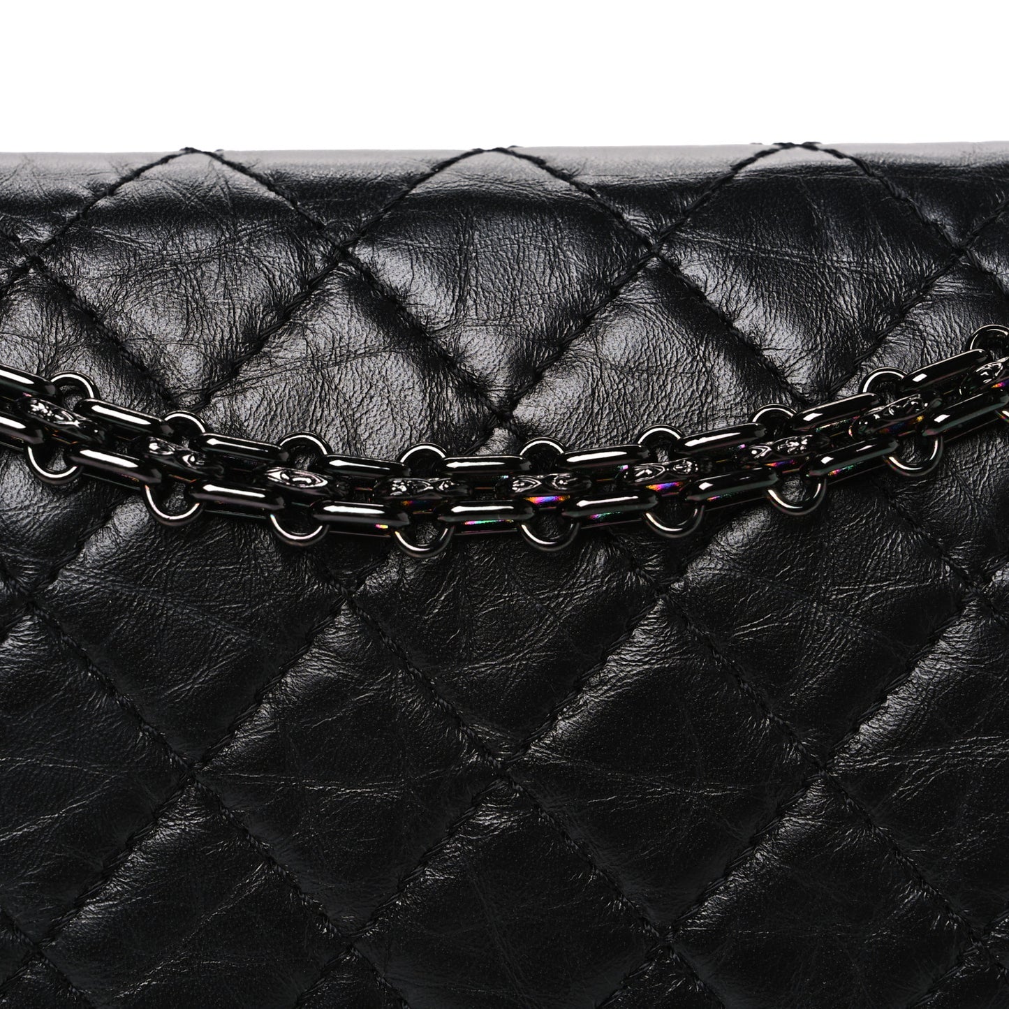Aged Calfskin Quilted 2.55 Reissue 225 Flap So Black