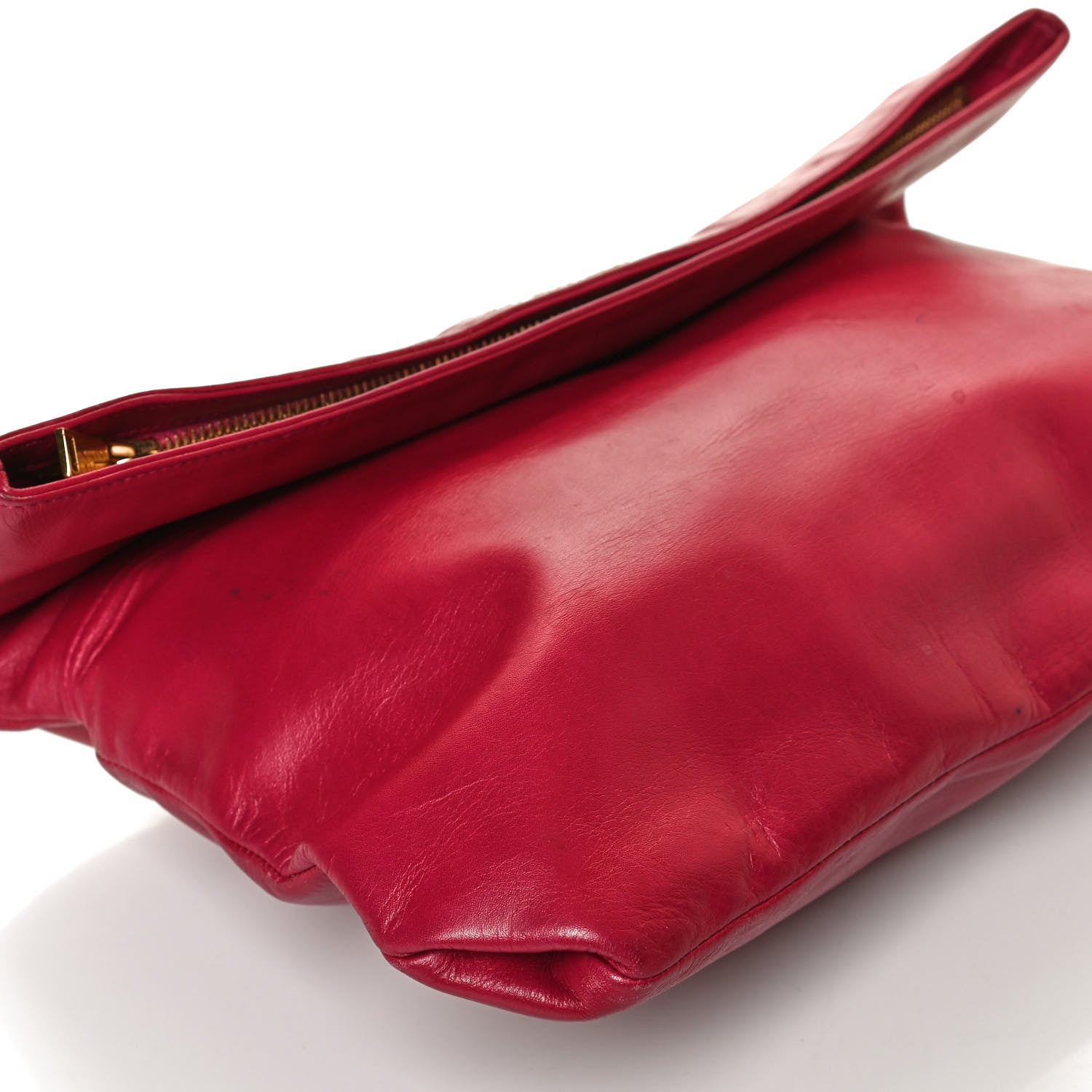 Saint Laurent Smooth Calfskin Letters Fold-Over Clutch Fuchsia 13 of 13