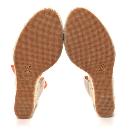 Louis Vuitton Canvas Monogram Starboard Wedge Espadrilles 40 Blue 5 of 8