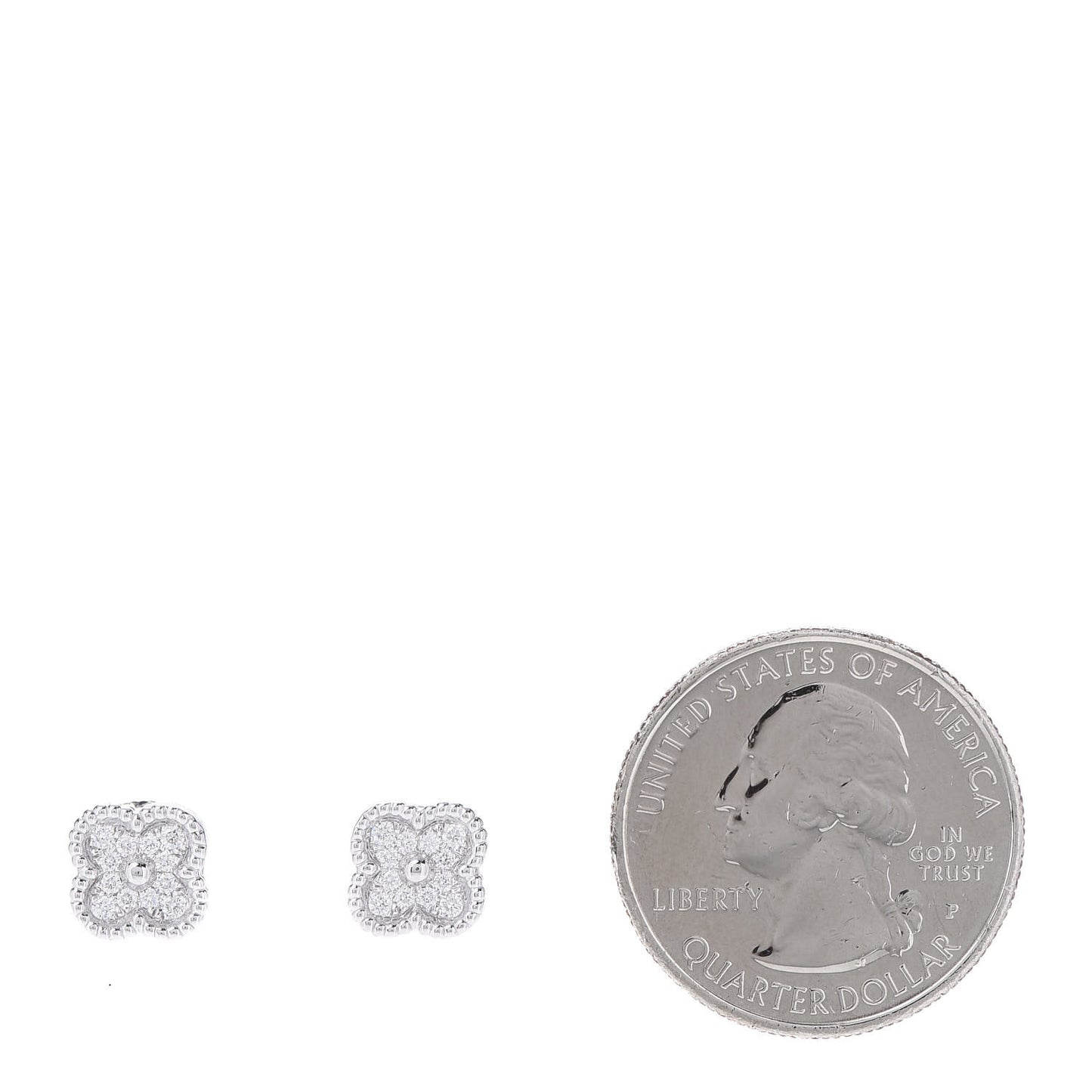 18K White Gold Diamond Sweet Alhambra Earrings