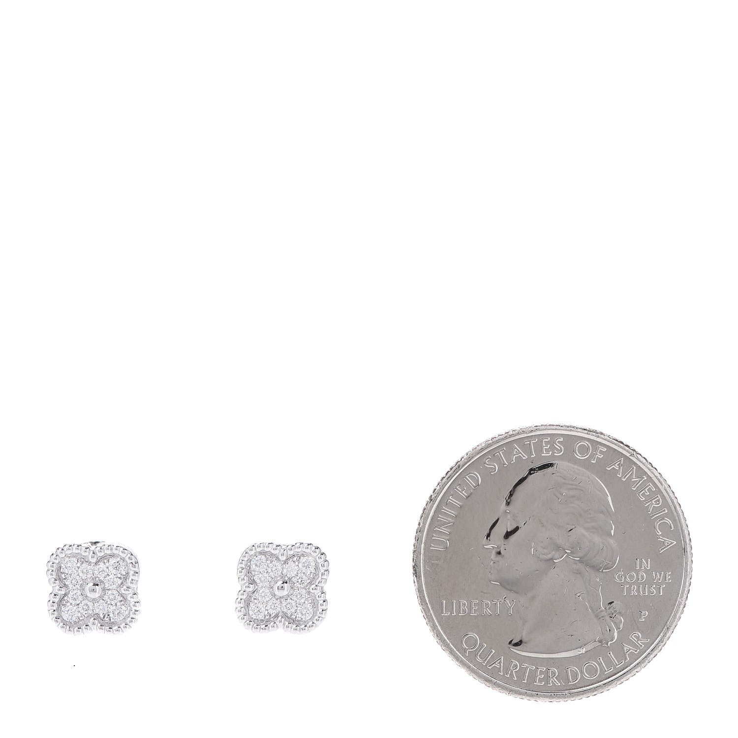 Van Cleef & Arpels 18K White Gold Diamond Sweet Alhambra Earrings 2 of 7
