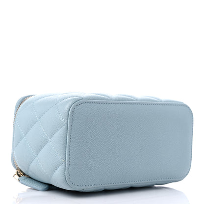 Chanel Caviar Quilted Small Tiny CC Vanity Case With Chain Light Blue 4 of 10