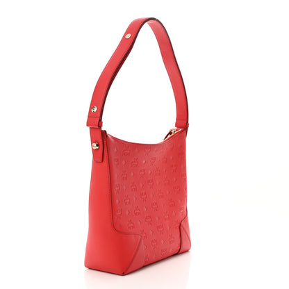 MCM Calfskin Ottomar Monogram Medium Klara Hobo Red 3 of 11