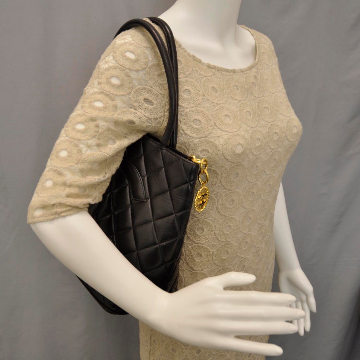Lambskin Medallion Tote Black