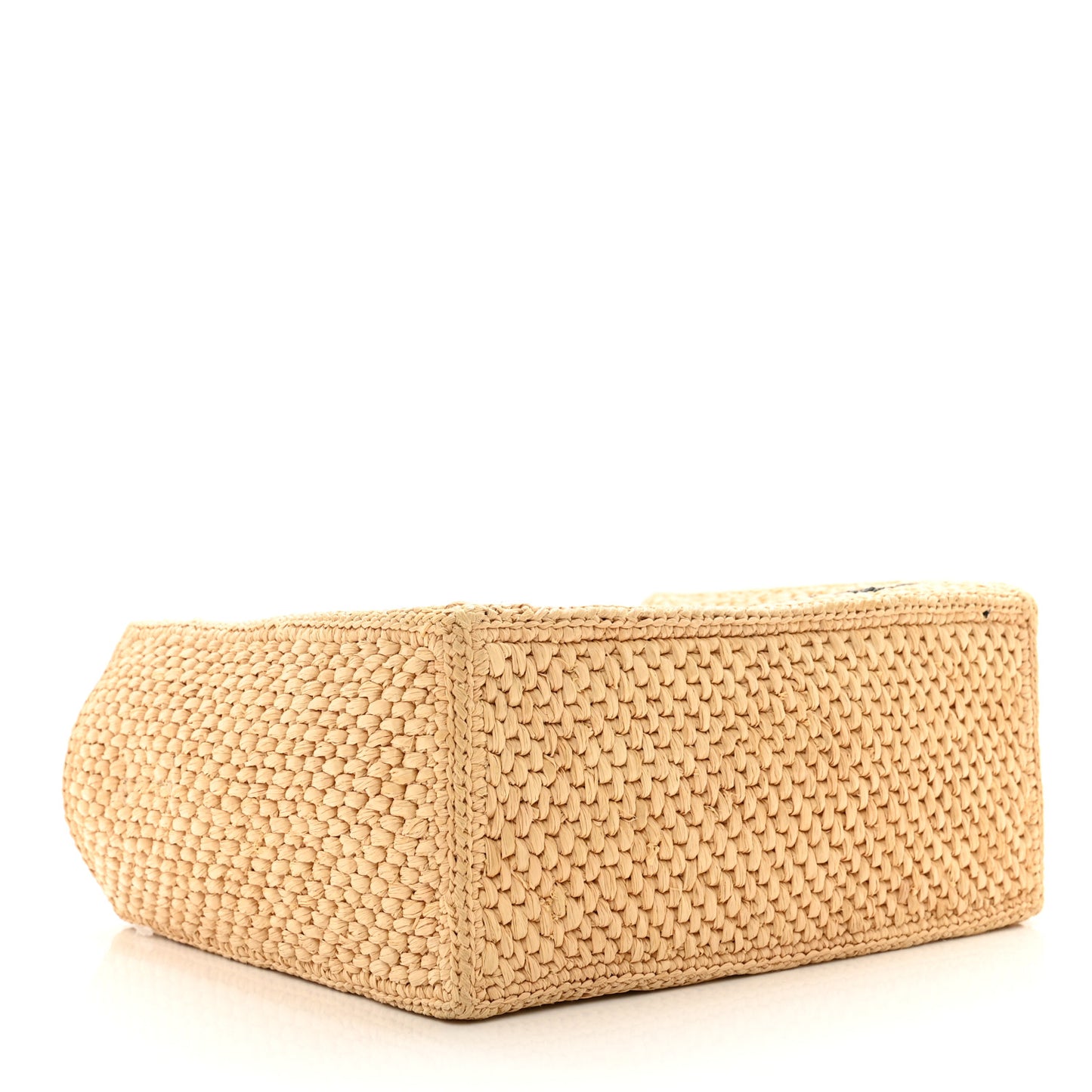 Raffia Small Paula's Ibiza Logo Tote Natural Tan