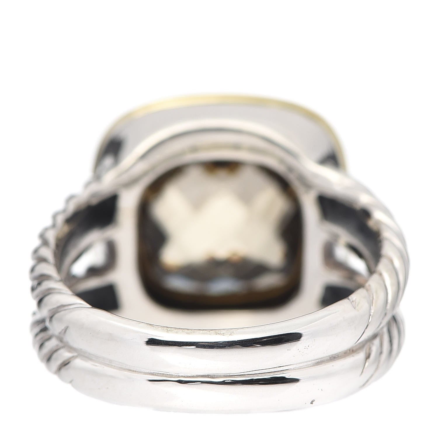 David Yurman Sterling Silver 18K Yellow Gold Diamond Champagne Citrine 11mm Albion Ring 57 8 4 of 5