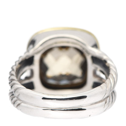 David Yurman Sterling Silver 18K Yellow Gold Diamond Champagne Citrine 11mm Albion Ring 57 8 4 of 5