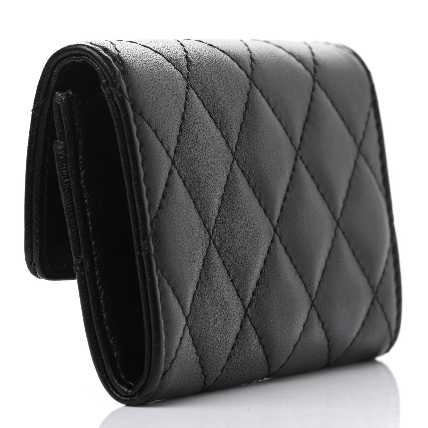 Chanel Lambskin Quilted Flap Card Holder Wallet Black 3 of 8