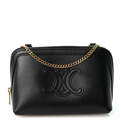 Celine Smooth Calfskin Cuir Triomphe Clutch on Chain Black 1 of 9
