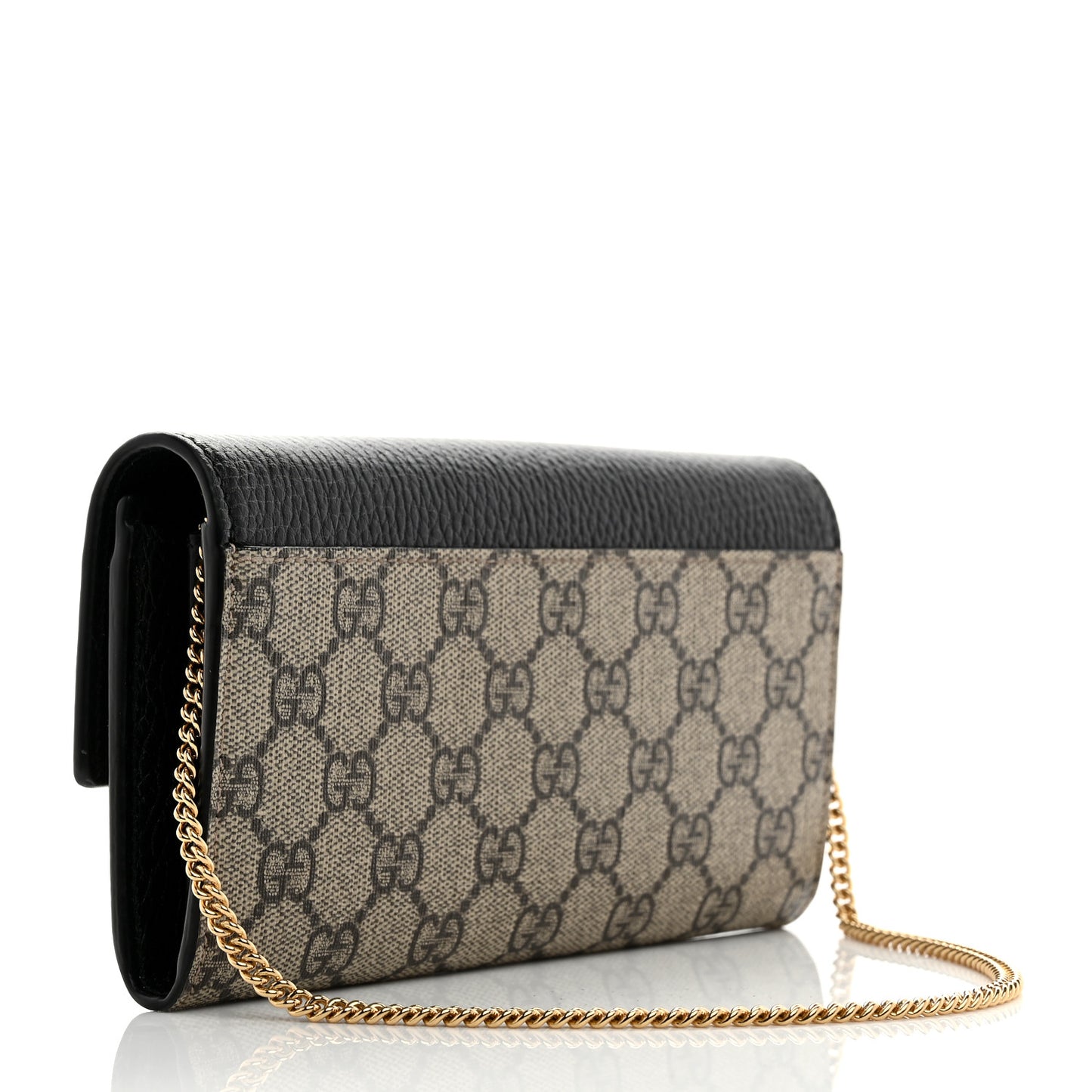 Dollar Calfskin GG Supreme Monogram Petite GG Marmont Wallet Chain Bag Black Beige Ebony