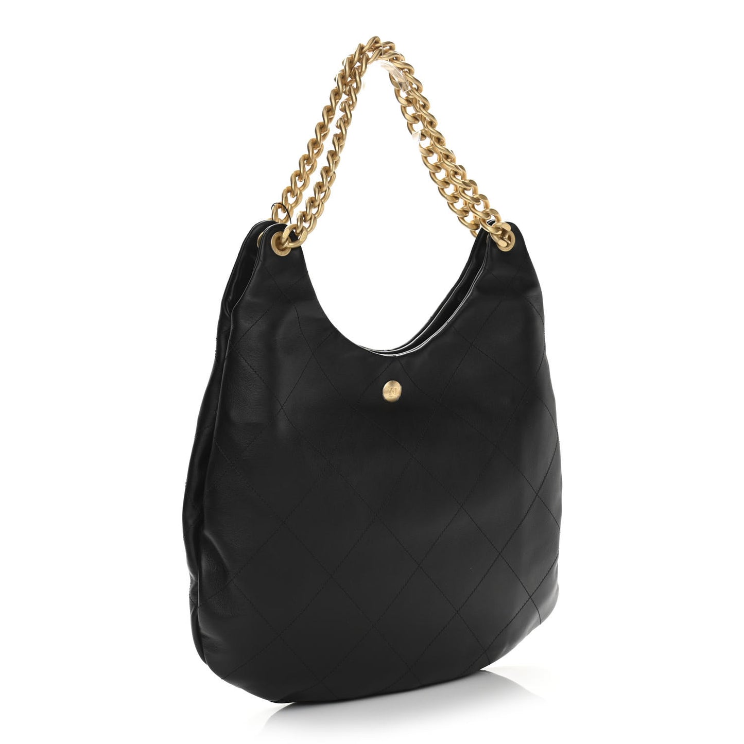 Calfskin Quilted Maxi Chain Hobo Black