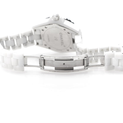 Chanel Stainless Steel Ceramic Diamond 33mm J12 Quartz Watch White 6 of 7