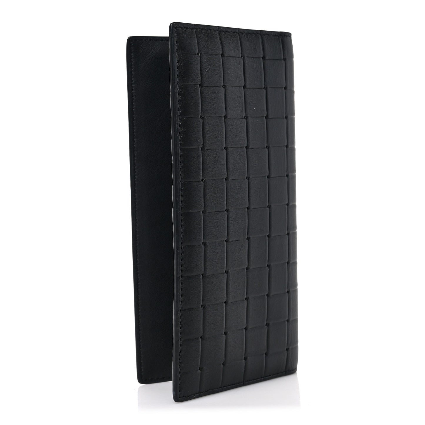 Calfskin Grid Continental Wallet Black