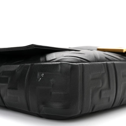 Fendi Nappa FF 1974 Embossed Large Baguette Black 9 of 10