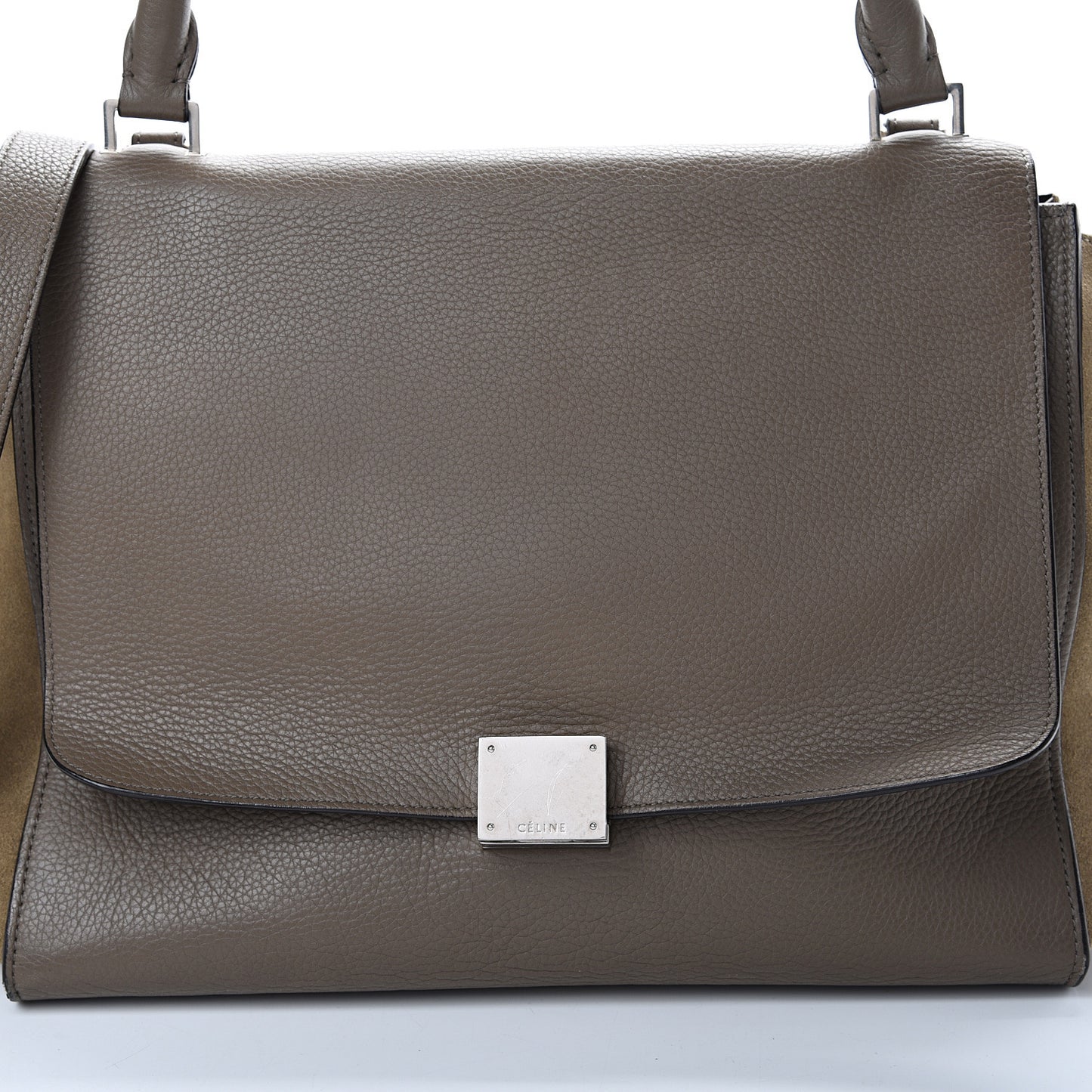 Drummed Calfskin Suede Medium Trapeze Souris