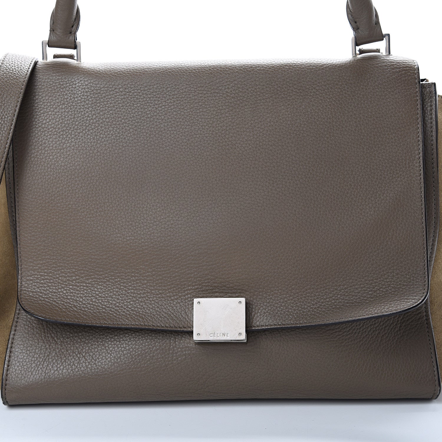 Celine Drummed Calfskin Suede Medium Trapeze Souris 14 of 22