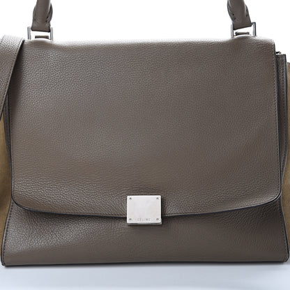 Celine Drummed Calfskin Suede Medium Trapeze Souris 14 of 22