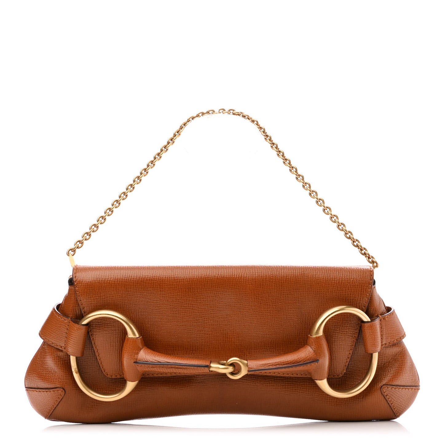 Textured Calfskin Horsebit Chain Clutch Cuir