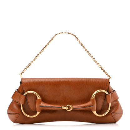 Gucci Textured Calfskin Horsebit Chain Clutch Cuir 1 of 9