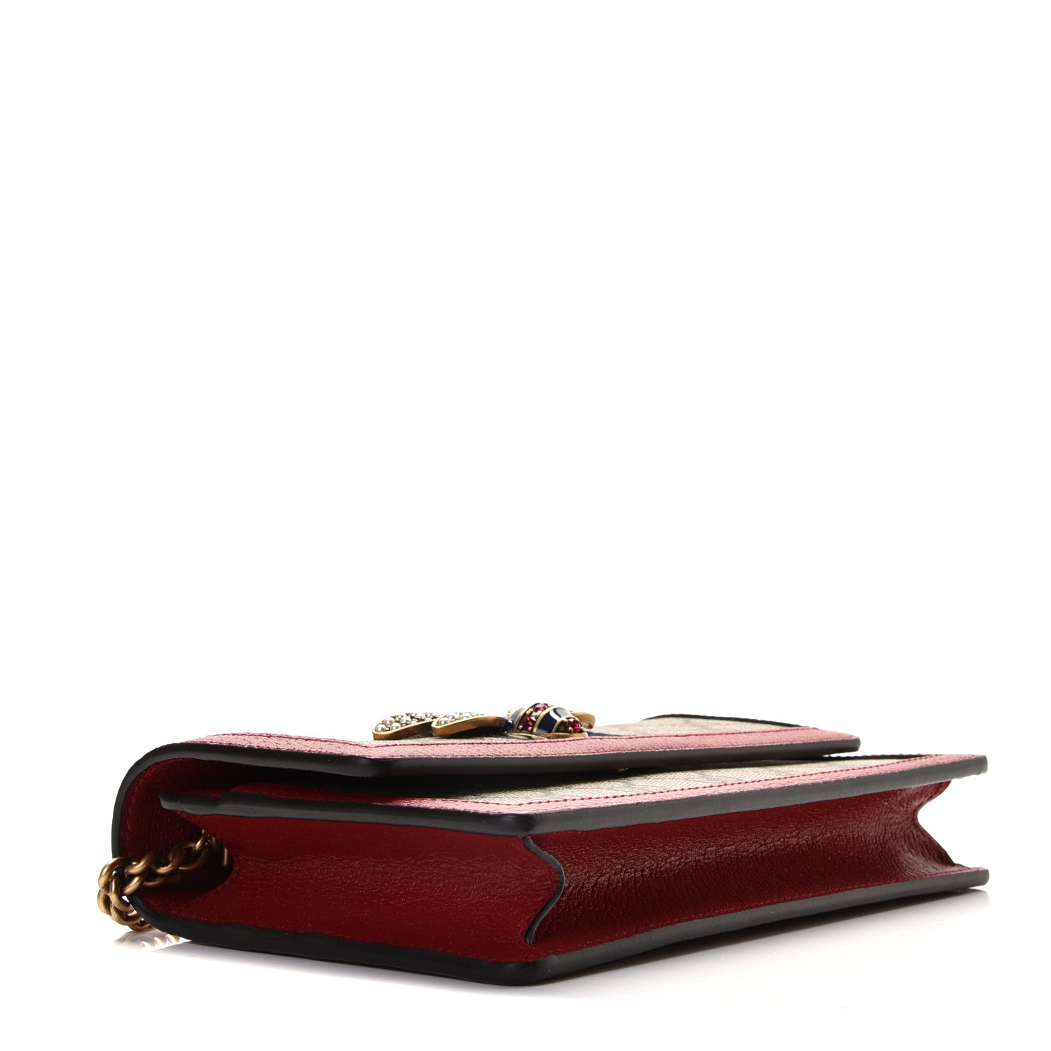 Gucci GG Supreme Monogram Web Queen Margaret Chain Wallet Red 4 of 10