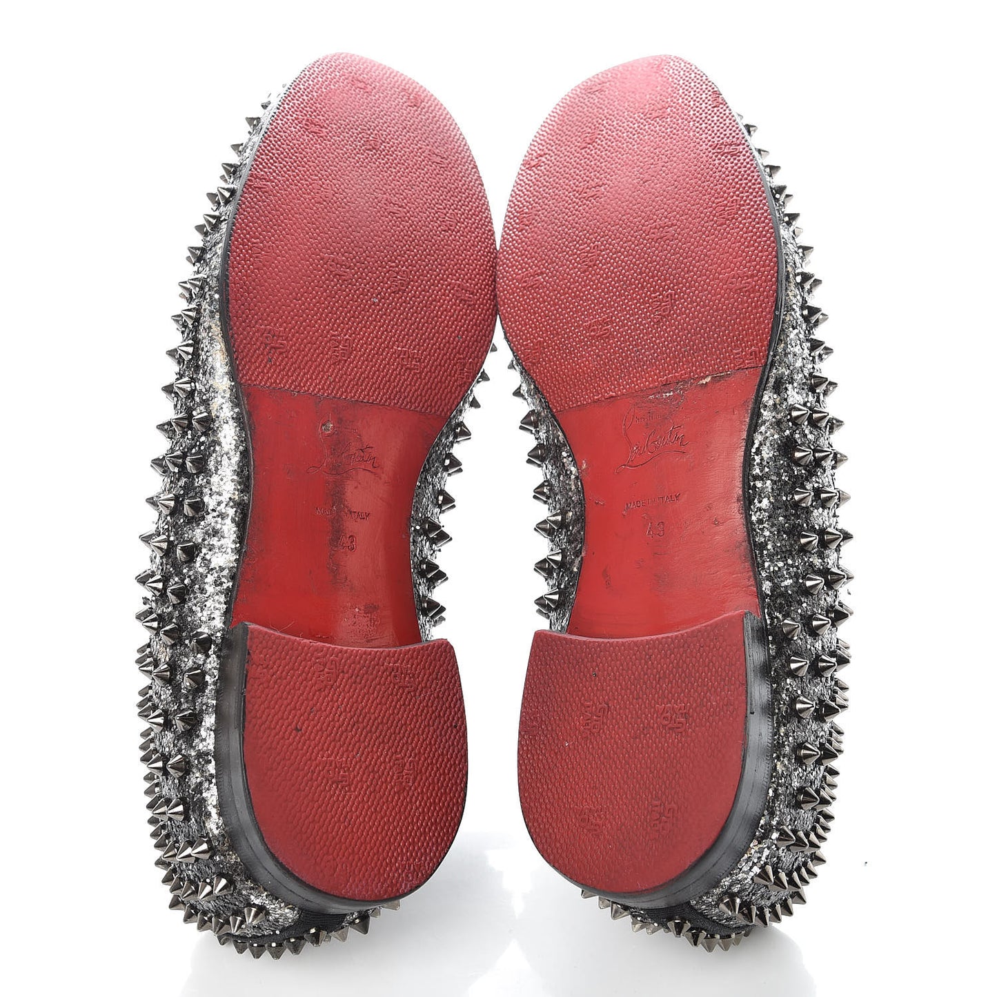Glitter Mens Rollerboy Spikes Flat Loafers 43 Silver
