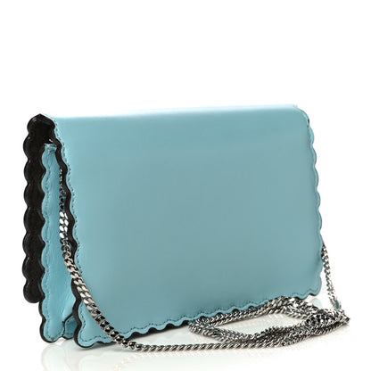 Fendi Vitello Century Lucido Nappa Hypnoteyes Scalloped Studded Tube Wallet on Chain Turchese Pallido Blueberry Multicolor 2 of 14