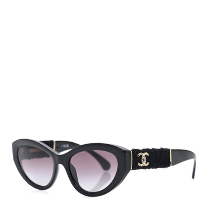 Chanel Acetate Tweed Wool CC Chain Sunglasses 5513 Black 1 of 8