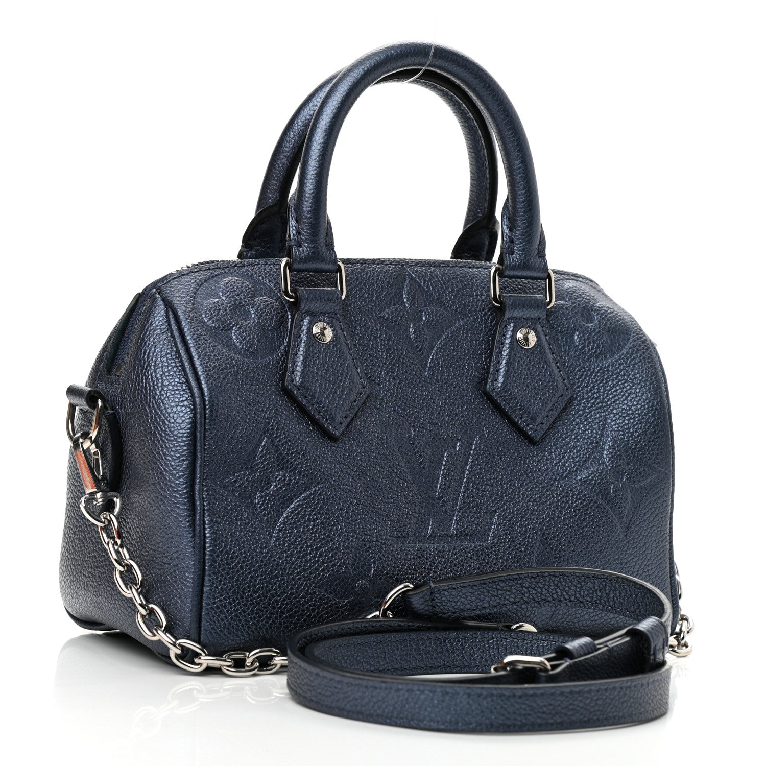 Louis Vuitton Metallic Empreinte Monogram Giant Speedy Bandouliere 20 Navy Nacre 3 of 9