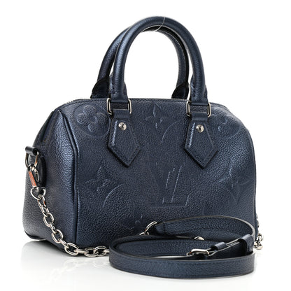 Louis Vuitton Metallic Empreinte Monogram Giant Speedy Bandouliere 20 Navy Nacre 3 of 9
