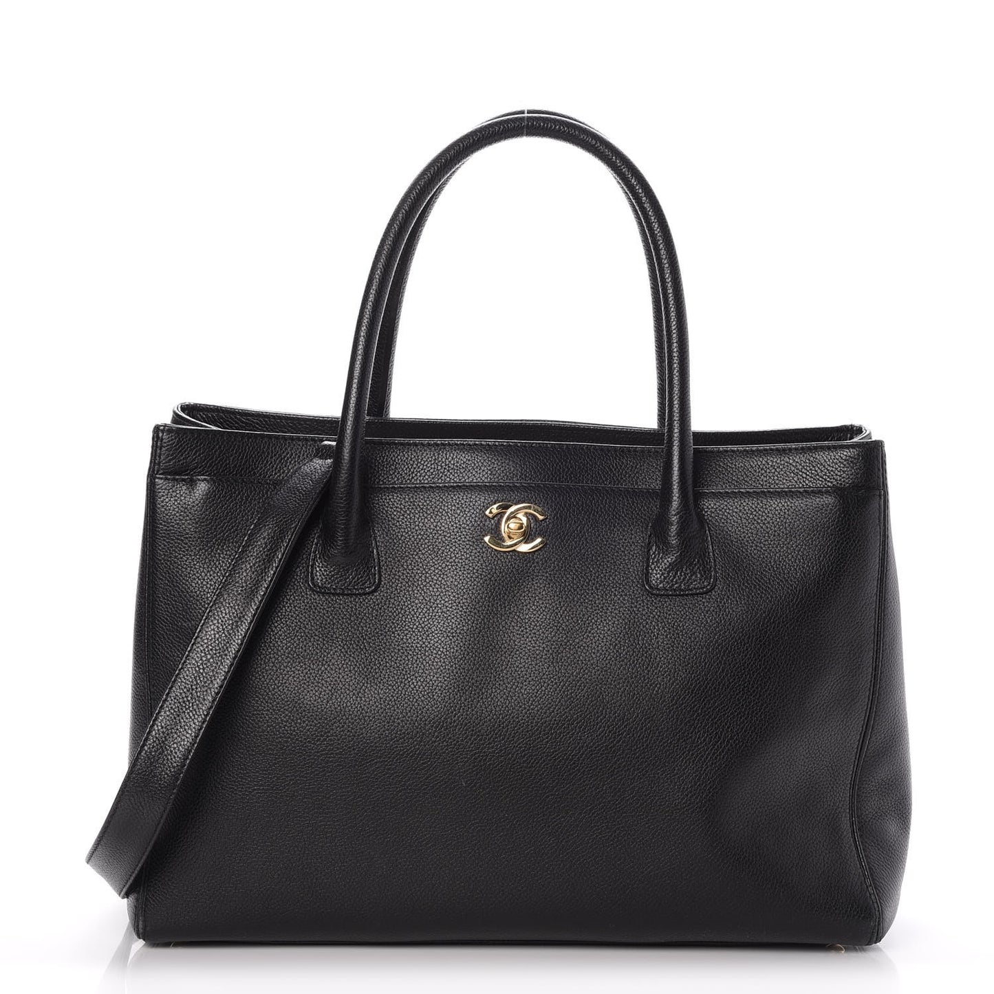 Calfskin Cerf Executive Shopper Tote Black