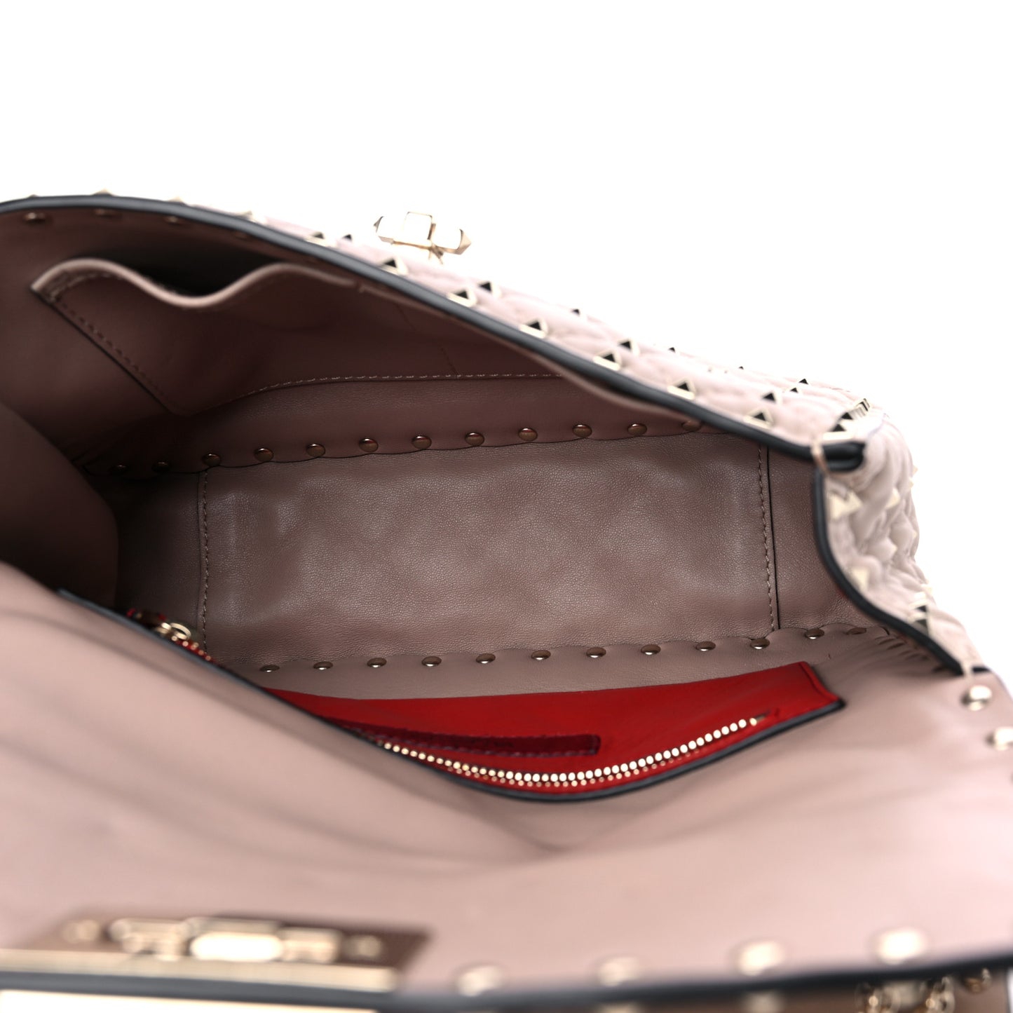 Lambskin Medium Rockstud Spike Shoulder Bag Poudre
