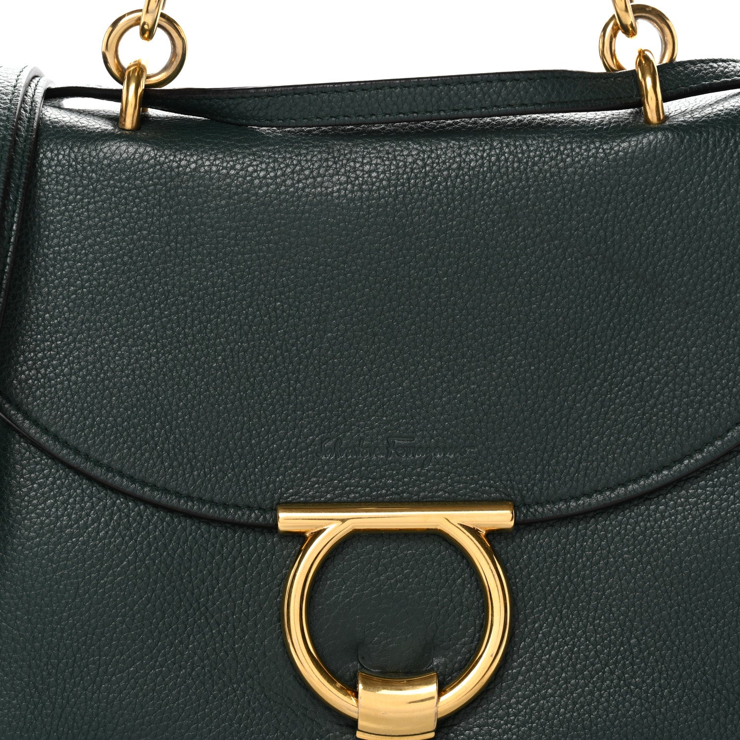 Salvatore Ferragamo Calfskin Small Margot Top Handle Satchel Verde