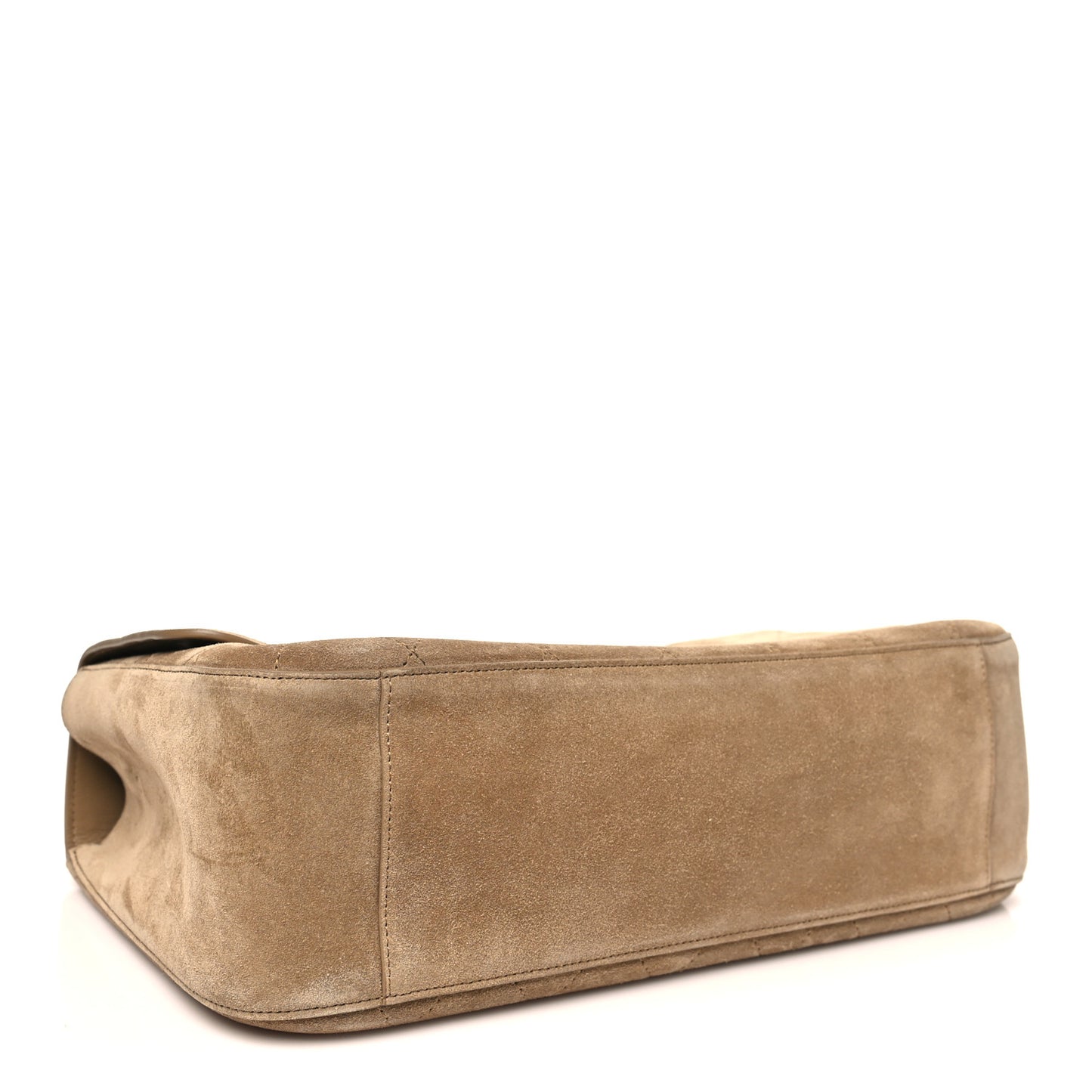Suede Calfskin Small Souplissimo Maxi Flap Dark Beige