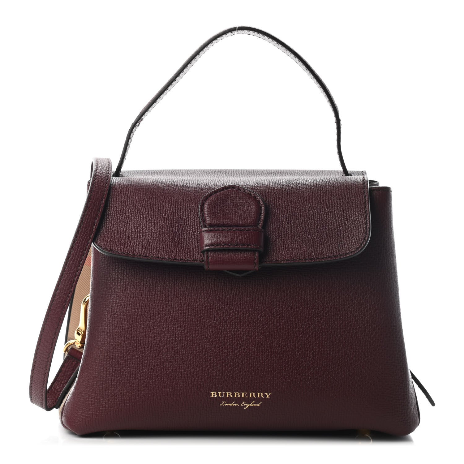 Burberry Derby Calfskin House Check Small Camberley Mahogany Red 1 of 8