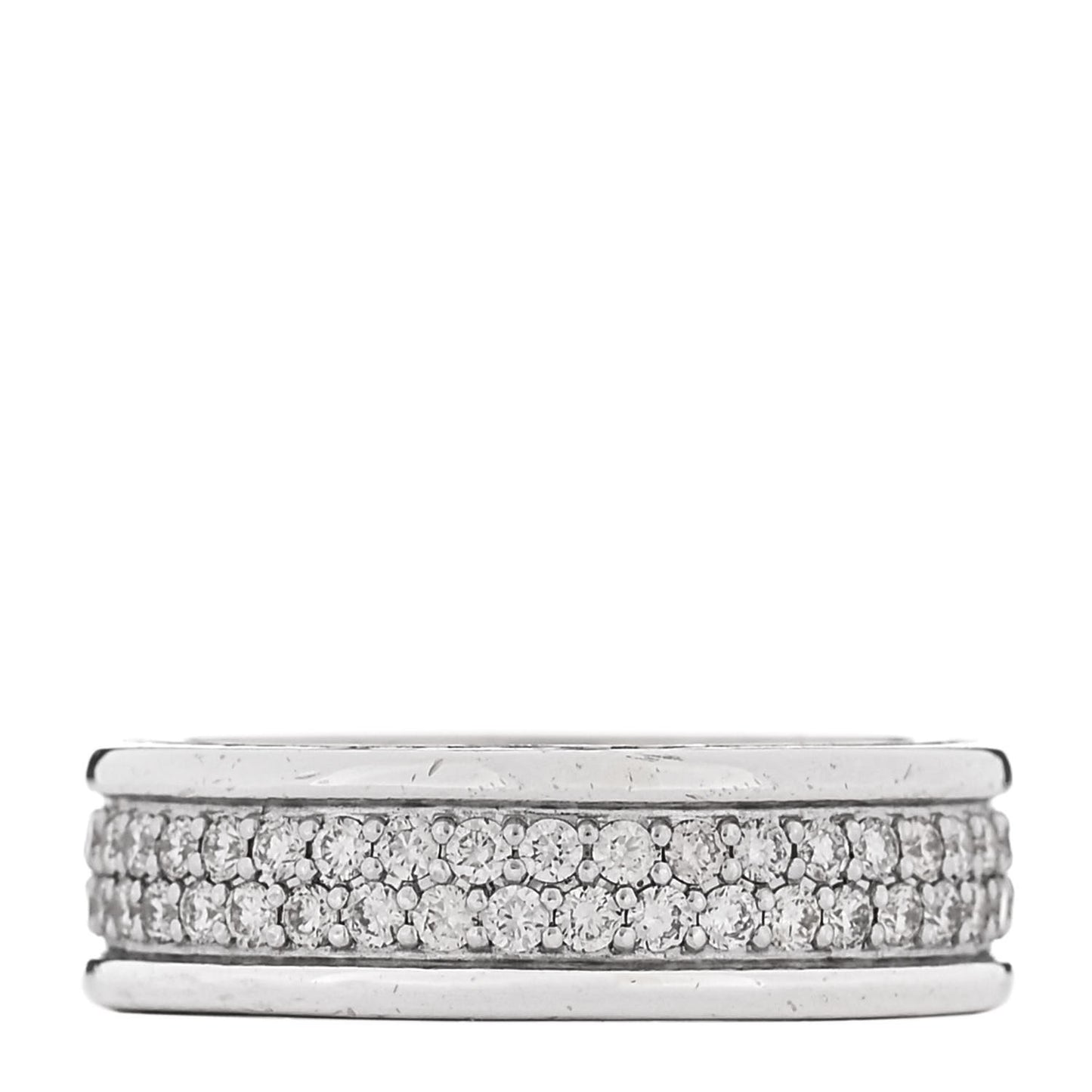 Sterling Silver Diamond Streamline Two-Row Band Ring 57 8
