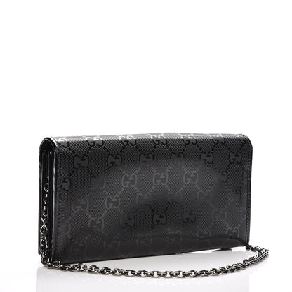 Gucci Imprime Monogram GG Pierce Chain Clutch Wallet Black 3 of 7