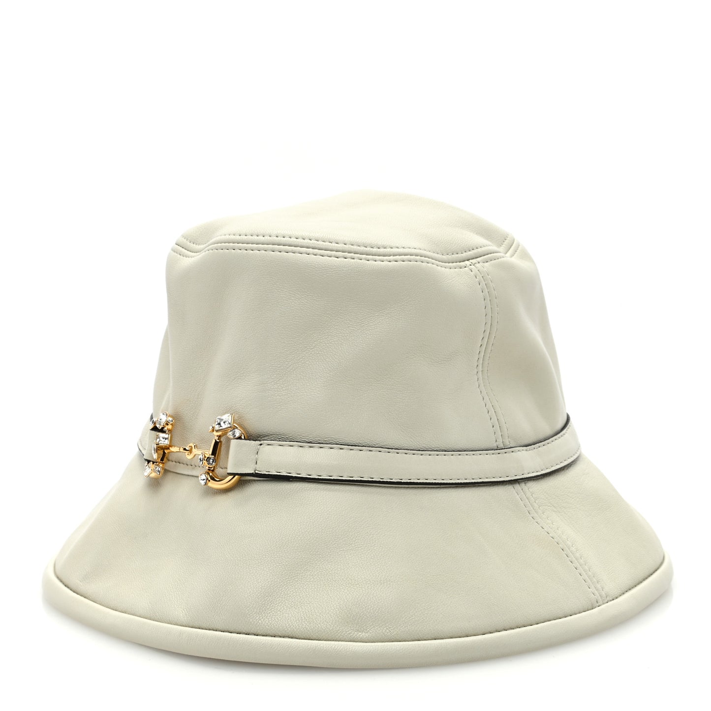 Crystal Horsebit Bob Mulina Bucket Hat S Antique White