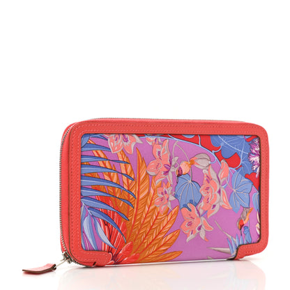 Hermes Epsom Printed Silk Flamingo Party Soie-Cool Wallet Rose Jaipur 4 of 9